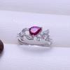 Acessórios DIY Anel de Prata Esterlina S925 com Diamante Vermelho e Três Pérolas Suporte Vazio Acessórios Suporte de Anel Feito à Mão Anel de Dedo Aberto