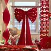 Terciopelo Rojo Flor de Mesita de Noche Decoración de Boda Traje Decoración de Habitación de Boda Dormitorio de Mujer Casa Nueva de Hombre Adornos Colgantes de Lazo
