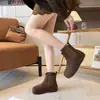 Botines estilo Birkenstock, estilo francés, forrados de felpa, suela gruesa, para mujer, nueva colección invierno 2026, botines Chelsea versátiles, zapatos de algodón cálidos y antideslizantes