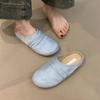 Sapatos Bircan de nicho com sola grossa 2025, novos chinelos plissados de personalidade de fada gentil Mori Girl, estilo Baotou, estilo meia-pantufa
