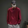 Camiseta Básica de Manga Larga de Color Sólido con Cuello Redondo de Marca Trendy de Peso Pesado 260g Versátil Holgada Casual Top para Primavera y Otoño Camiseta Base
