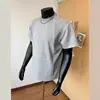 Camiseta de Manga Corta Pesada para Hombre con Cuello Redondo, Nuevo Estilo de Verano, Hombro Normal Estilo Americano, Cuello Pequeño Retro, Camiseta con Panel de Costilla