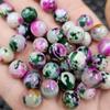 Ágata Esmeralda Vermelha Contas Redondas Jade Contas Soltas Rosa Flor de Pêssego Verde Contas de Calcedônia Flor Flutuante Pulseira Colar Acessórios de Joalheria Contas