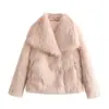 Venta al por mayor de ropa para mujer estilo europeo y americano transfronteriza, nueva chaqueta holgada y gruesa de otoño e invierno con solapa de piel sintética vintage