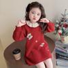 Vestido de Tricô Redondo com Estampa de Cogumelos para Meninas, Vestido de Aniversário Infantil, Vestido de Primavera Evasê, Roupa para Crianças Pequenas