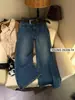 Suxinlan/YOUMO Estilo Lujo Ligero Otoño/Invierno Elástico en Cuatro Direcciones con Felpa Jeans Microcampana para Mujer Z6208-7 (con cinturón)