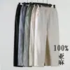 Calças de linho de verão masculinas finas, soltas, plus size, algodão, linho, cortadas, calças casuais masculinas, estilo chinês, calças de linho