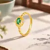 Anillo de Encaje de Cuentas de Semilla Estilo Chino Retro para Mujer Diseño de Nicho Lujo Ligero Anillo de Dedo Versátil con Certificado Jade Verde Natural