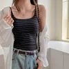Camisola Rayada Seleccionada Cuidadosamente con Copas para Mujer, Top sin Mangas de Alta Gama Estilo Coreano de Tencel Lyocell con un Diseño Elegante