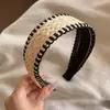 Diadema de Paja Trenzada de Ala Ancha Estilo Vacacional para Mujer Diadema Bohemia Lazo para el Cabello de Uso Diario Pinza para el Cabello para Parte Superior Alta del Cráneo Lavado de Cara