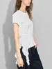 Camiseta Básica Irregular con Volantes de Manga Corta, Simple y Elegante, Nueva Colección Primavera 2026, Top Versátil de Manga Corta para el Trabajo