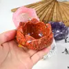 Pedrinhas de Cristal Natural Pedra Desmagnetizante de Lótus Tigela de Tesouro Armazenamento de Mesa para Oferenda a Buda Ornamentos Criativos de Resina Epóxi