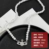 Moda High-end Ocidental Rainha Mãe Imitação Colar de Pérolas Diamante Planeta Pingente Simples Colar de Corrente de Pérolas Jóias Artesanais