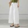Pantalones Blancos Casuales de Pierna Ancha, Transpirables, Adelgazantes, de Cintura Alta, Caída Suelta, para Mujer, Estilo Verano 2026, con Dobladillo Curvo