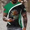 Nova Camiseta Oversized com Gola Redonda em Malha com Bandeira Mexicana Estampa Digital 3D Padrão de Águia 3D Manga Curta Transfronteiriça