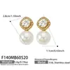 Brincos Ins Estilo Princesa Francesa com Zircônia Incrustada, Brincos de Pérola Grande em Formato de Concha Modernos e Únicos, Brincos de Aço Inoxidável Banhados a Ouro 18K