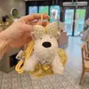 Nuevo Lindo Peluche Perro Westie Creativo Liga para el Cabello Muñeca Falda Llavero Cachorro Lindo Colgante de Bolso para Mujeres