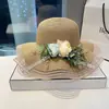 Sombrero de sol para viajes a la playa de primavera temprana, moda, flor, verano, protección solar ultravioleta, sombrero de paja, fabricantes, venta al por mayor