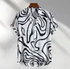 Ropa de Hombre Transfronteriza Amazon Nuevo Estilo de Verano Camisa Hawaiana para Hombre de Solapa Manga Corta Cardigan Casual con Estampado 3D