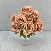 Flor de simulação flor de rosa artificial 9 cabeças buquê de rosa com diamante simulação com folhas decoração de casamento decoração de casa flor artificial