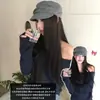 Chapéu slouchy plissado atmosfera nicho coreana feminino boné de jornaleiro retrô literário estiloso versátil boné equestre boina