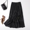 Saia Mercerizada Feminina Verão Tamanho Grande Nova Saia Confortável e Fresca Saia Evasê Elegante Emagrecedora Cintura Elástica Saia Midi