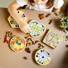 Posavasos de Bambú Creativos Hechos a Mano DIY Base de Posavasos de Mosaico Redondos Aislantes del Calor Anti-quemaduras Posavasos de Madera Personalizados Venta al por Mayor
