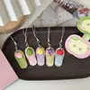 Lindo llavero de chancla de fruta brillante, correa para teléfono, colgante realista de chancla para bolso, accesorio de regalo para mejores amigos