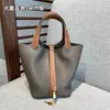 Bolso de Calidad Alta Hecho a Mano Hilo de Cera Piel de Vaca TC 18/22cm Bolso Cesta de Verduras 2023 Nuevo Bolso Bandolera Bolso Cubo