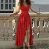 Roupas Femininas de Verão 2026, Vestido de Estilo Europeu e Americano Transfronteiriço, Longo Elegante e de Caimento Justo, de Um Ombro e Cintura Alta