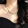 Collar de perlas naturales de agua dulce y turquesa artificial de alta calidad con un diseño artístico y elegante, perfecto para llevar alrededor de la clavícula