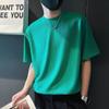 2023 Camiseta Waffe para Hombre Estilo Coreano Verano Cuello Redondo Casual Color Sólido Combinable Camiseta Básica Sencilla Ins Top de Manga Corta
