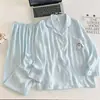 Nuevo Cárdigan con Solapa Pijama para Mujer Primavera y Otoño Algodón Nube Dibujos Animados Ropa de Casa Popular de Comercio Exterior Traje Venta al por Mayor