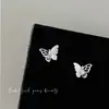 Pendientes de Mariposa Asimétricos con Corte de Goteo de Aceite para Mujer, Diseño de Nicho, Pendientes Pequeños y Exquisitos de Diamante, Pendientes Delicados
