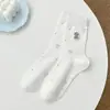 Estilo Campus Filhotes e Gatinhos Fofos Meia de Cano Médio Absorvente de Suor Antibacteriana Outono Inicial Meias Super Fofas Borboleta Doce Festival para Mulheres