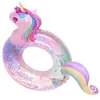 Flotador Nuevo Unicornio Arcoíris Anillo de Natación para Niños Agua Inflable Axila Anillo de Natación Lentejuelas Caballo Arcoíris Anillo Asiento