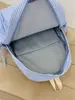 Mochila Cuadros Finos Azul Claro Estilo Curativo Sal Marina, Ambiente Coreano Suave y Dulce, Mochila Pequeña para Salidas de Novias