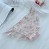 Estilo japonês fresco pequeno floral sexy malha cueca feminina doce renda com respirável puro algodão virilha cintura baixa cuecas