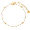 Collar pulsera de acero de titanio con diseño de nicho estilo ins coreano de alta gama geométrico ovalado perla de agua dulce traje combinado para mujer