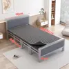 Cama plegable con estructura de hierro para uso doméstico, siesta individual, cama doble portátil con estructura de hierro, cama simple de tablero duro, tipo económico