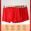 Algodão Puro Grande Benmingnian Vermelho Masculino Boxer de Cintura Alta Sorte plus size Solto Casamento Festivo Boxer