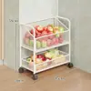 Prateleira de Armazenamento de Cozinha Multicamadas de Chão para Frutas e Legumes Carrinho Móvel Doméstico Prateleira de Armazenamento de Brinquedos para Banheiro Sala de Estar