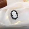 Anillo de Cameo en Relieve Retro Europeo y Americano, Anillo Ovalado con Retrato Estilo Palacio, Joyería Vintage de Alta Gama para Mujer