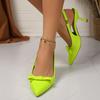 2025 Nuevo Estilo de Verano Moda Francesa Estilo Casual Lazo Punta Puntiaguda Espalda Hueca Tacón de Aguja Tacones Altos Estilo Personalizado