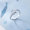 Anillo de Delfín de Diamante Simple Estilo K de Plata S925 Nalan Anillo Abierto Ajustable para Chica Elegante J6694