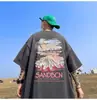 Camiseta de Manga Corta de Algodón Pesado de Marca para Hombre, Estilo Americano Moderno, Holgada, para Estudiante, Tallas Grandes, Ropa de Verano