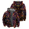 Patrón de Halloween transfronterizo entre Europa y Estados Unidos -1 Sudadera con capucha de impresión digital 3D con forro gris y chaqueta acolchada de algodón
