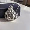Colar Longo Vintage Cadeado da Longevidade Cabeça de Buda Corrente para Suéter Versátil Cabaceira Cadeado Ruyi Buda da Chama Cruzamento Transfronteiriço Transmissão ao Vivo Colar