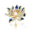 Broche de Lótus pingando óleo corsage de Pérola nicho de alta qualidade alfinete de joia médio-antigo esmalte vintage para roupas femininas
