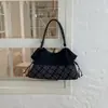 Ins retro plaid bag women 2026 new large capacity tote bag versatile commuting single shoulder bag patchwork bag